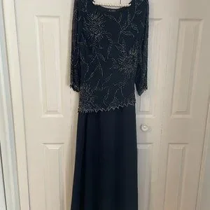 J Kara Dresses Navy Blue Asymetrical Handmade Beaded Dress By J Kara Poshmark
